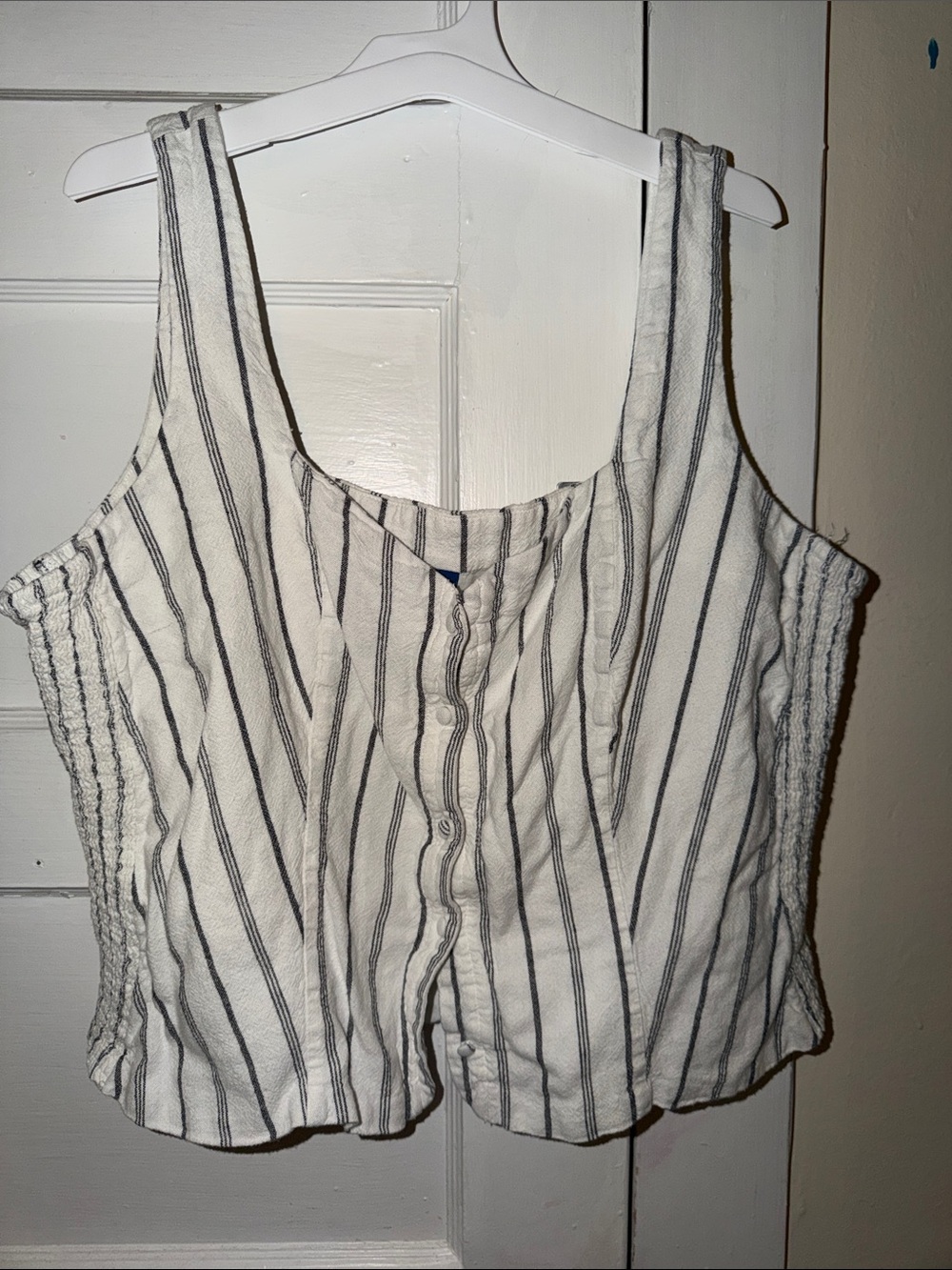 Old Navy White Tank Top with Black Vertical Stripes
